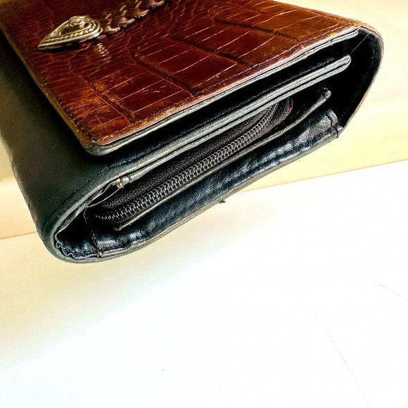 Vintage Brighton Croc Embossed Tri-Fold Leather Organizer/Wallet - Picture 5 of 14